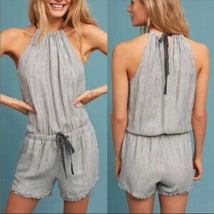 Anthropologie Cloth & Stone Halter Striped Susanna Romper Size Medium